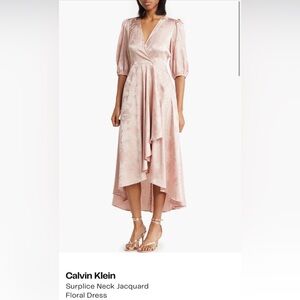 Calvin Klein Blush Floral High Low Dress